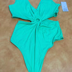 Wild Fable  Green Cutout Bodysuit Photo 0
