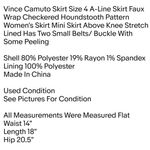 Vince Camuto  Skirt Size 4 A-Line Skirt Faux Wrap Checkered Houndstooth Pattern  Photo 6