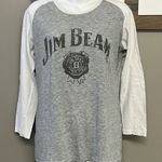 Jim Beam Women’s Heather Gray & White Baseball Long Sleeve Cotton T Photo 0