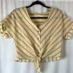Monteau  Los Angles yellow, white, and purple stripe tie front cropped top small Photo 0