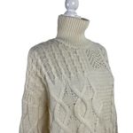Athleta Bedford Cashmere Wool Cable Knit Turtleneck Sweater Dove Off White Small Photo 3