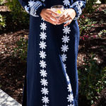 Sail To Sable Navy Embroidered Caftan Photo 0