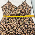 THML Leopard Print Mini Dress M Beige Black Pom Pom Hem Photo 8