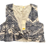 C&C California  Blue White Paisley Linen Sleeveless Crop Top New with Tags Photo 0