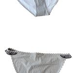 Aerie 33A.-  Seersucker Stripped Ruffle Bikini Bottom. Black Photo 2