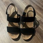 Lucky Brand Black Faux Suede and Cork Block Heel Sandals - Size 7 Photo 0