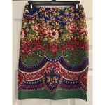 Anthropologie Maeve Skirt Sz 2 Textured Pencil Floral Career Summer Boho Vibrant Photo 0