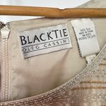 Oleg Cassini Blacktie  Silk Beaded Short Sleeve Blouse in‎ Cream Gold Size 8 Photo 2