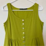 GUDRUN SJODEN Sleeveless Button Front Cotton Mini Dress Lime Green Sz Small Photo 1