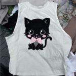 Cute Black Cat Tank Top with Pink Bow Photo 0