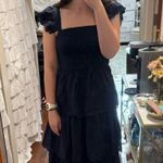 Lulus ‎ navy eyelet smocked dress tiered ruffles EUC Photo 0