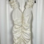 ZARA Blogger Favorite Off White Ruched Front Mini Dress Sz.S NWT Photo 6