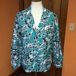 Vintage 80s colorful bright dressy blouse Green Size L Photo 3