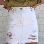 Denim Distressed Skirt White Size L Photo 0