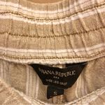 Banana Republic  Striped wide Leg Crop‎ Linen Blend Pants Tan White Small Photo 2