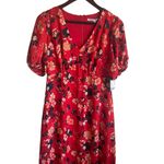 Collective Concepts Women Maxi Dress M Red Floral High Waist Cottagecore Boho Photo 5