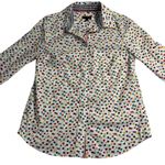 Talbots  Heart Print Button Down Shirt Long Sleeve Career Casual‎ Petite Small Photo 0