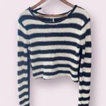 Free People Beach Black and Cream Striped Crop Sweater - size small Photo 1