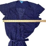 Draper James  Navy‎ Polka Dot Wrap Dress Short Sleeve V-Neck Midi Size 12 Photo 8