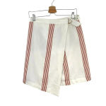Anthropologie  Hutch Rori Skirt Wrap Buckle‎ Striped Asymmetric White Rust Size 4 Photo 1