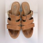 UGG  Hedy Embossed Leather Espadrille Wedge Sandals 7.5 VGUC Photo 1