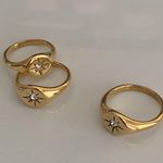 Gold Ring Star Signet Ring Stacking Ring Cz Ring Photo 2