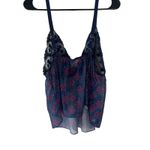 Women's Plus Size 1X Blue Purple Floral Sequin Lace Teddy Matching Lingerie Set Photo 4