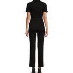 Good American Denim Jumpsuit Flightsuit Point Collar Straight Leg Black Size 1 Photo 9