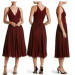 Dress the Population Burgundy Alicia Mixed Media Midi Dress Photo 2
