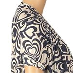 Love moschino  100% Silk dark navy and cream hearts design blouse Size 2 EUC Photo 5