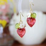 Strawberry Flower Earrings Red Photo 4