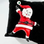 Vintage Jumping Santa Brooch Festive Holiday Classic Christmas Holiday Fun 70s Red Photo 3