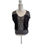 Lucky Brand Black White Cap Sleeve Top Size Large Photo 6