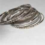 Unique Vintage Vintage Classic 10 Stackable Silver Tone Retro Bracelets Photo 2