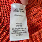 Theory  Coral Orange Linen Short Sleeve Boat Neck Open Knit Blouse Size Small Photo 5