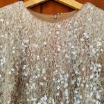 Dress the Population  Sequin Lace Overlay Dress Long Sleeve Cream Size Small FLAW Photo 2