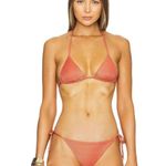 Vitamin A  Gia Triangle Bikini Top in Terracotta Small New Womens Swimsuit Photo 0