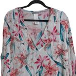 La Blanca  Flyaway Orchid Tunic Cover Up White Pink Green L New Photo 2