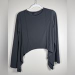 Lisa Bayne Size S Black Crop Shark Bite Hem Artsy Minimalist Lagenlook Top Photo 5