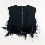 Petal and Pup NEW Talia Faux Feather Sleeveless Scoop Neck Crop Top Black Medium Photo 0