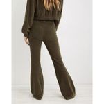 Aerie  Natural Olive Green Pull On Groove On Rib Velour Flare Loungewear Pants M Photo 2