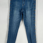 Blue Spice Jeans Womens 7/8 Denim Cotton Blend Stretch Side Leg Grommets Skinny Photo 0