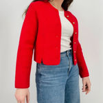 vintage 100% boiled wool michigan cherry red button down fitted sweater jacket Photo 10