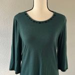 Birch Hill Teal Suede Blazer Black Bead Detailing With Long Sleeve Size Small Photo 1