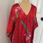 Winlar Red Satin Floral Kaftan Maxi Dress Size undefined Photo 5