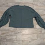 ZARA women's small blue puffed sleeve cotton sweatshirt Photo 1