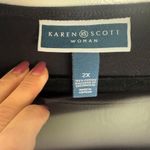 Karen Scott 2XL Fall Pumpkin Holiday Fall Autumn 3/4 Sleeve Top Black Gold Photo 3