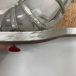 Coach Sz 8.5 Wedge Silver Joslin Strappy Cork Heel Leather Sandals Shoes Women’s Photo 3
