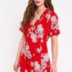 FREE PEOPLE Blue Hawaii Red Floral Print Short Sleeve Mini Dress Sz M Size M Photo 8