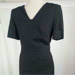 Escada Pinstripe Career Dress Double V Neck Midi Fitted Sheath Size 40/US 10 Black Photo 6